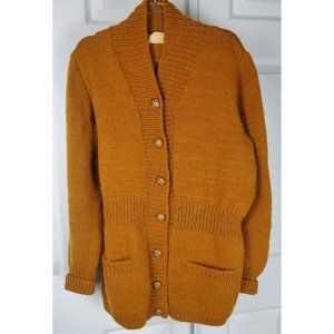 Handmade Mustard Yellow Knit Shawl Collar Cardigan SEE DESCRIPTION FOR SIZING